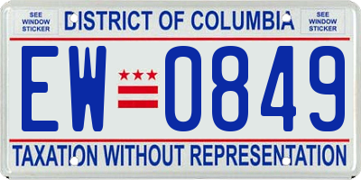 DC license plate EW0849