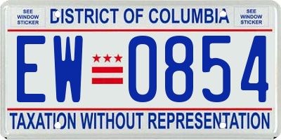DC license plate EW0854