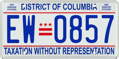 DC license plate EW0857