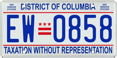 DC license plate EW0858
