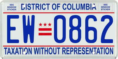 DC license plate EW0862