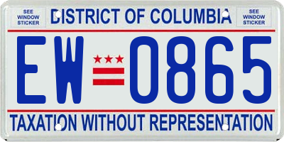 DC license plate EW0865