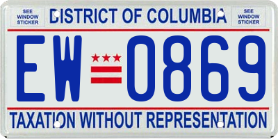 DC license plate EW0869