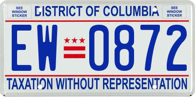 DC license plate EW0872