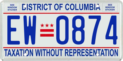 DC license plate EW0874