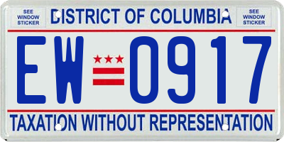 DC license plate EW0917