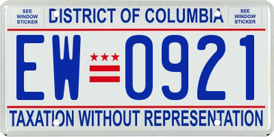 DC license plate EW0921