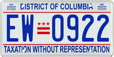 DC license plate EW0922