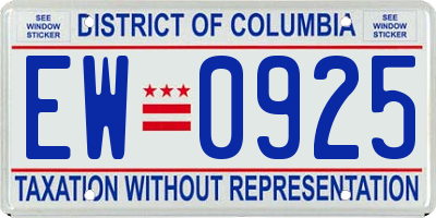 DC license plate EW0925