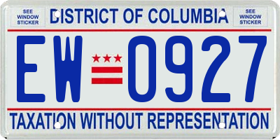 DC license plate EW0927