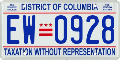 DC license plate EW0928