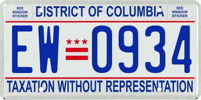 DC license plate EW0934