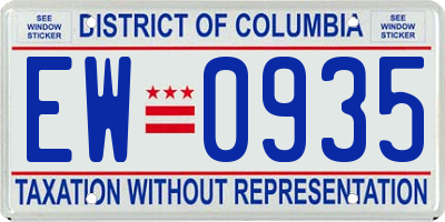 DC license plate EW0935