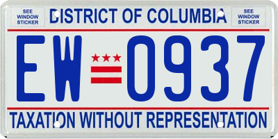 DC license plate EW0937