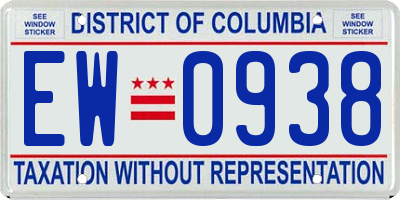 DC license plate EW0938