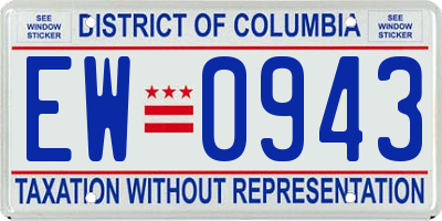 DC license plate EW0943