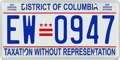 DC license plate EW0947