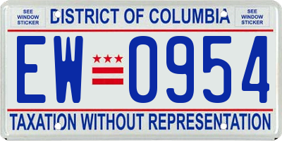 DC license plate EW0954