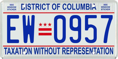 DC license plate EW0957