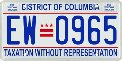 DC license plate EW0965
