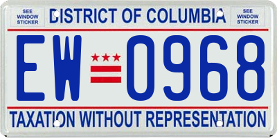 DC license plate EW0968