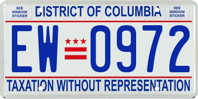 DC license plate EW0972