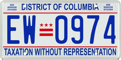 DC license plate EW0974