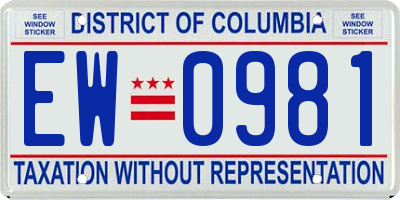 DC license plate EW0981