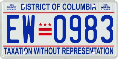 DC license plate EW0983