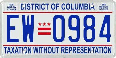 DC license plate EW0984