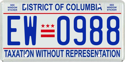 DC license plate EW0988