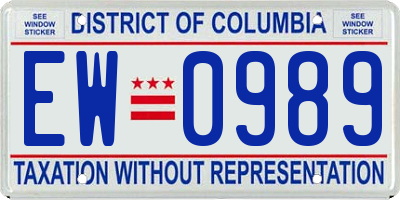 DC license plate EW0989