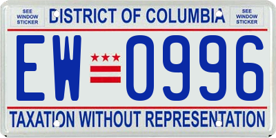 DC license plate EW0996