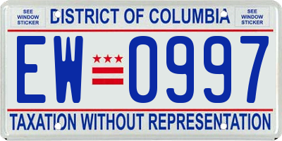 DC license plate EW0997