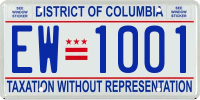 DC license plate EW1001