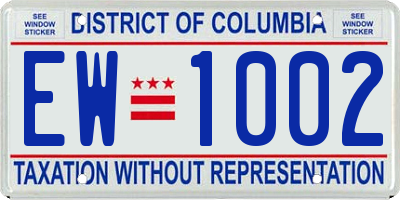 DC license plate EW1002