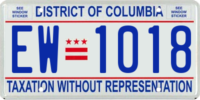 DC license plate EW1018