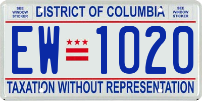 DC license plate EW1020