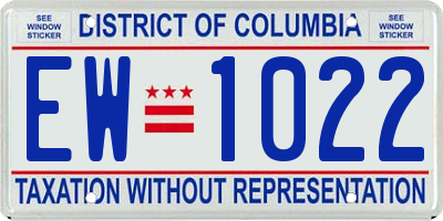 DC license plate EW1022
