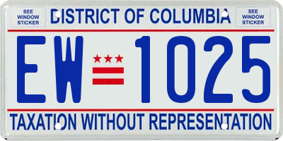DC license plate EW1025
