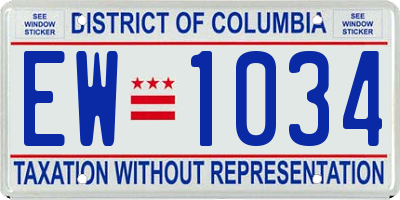 DC license plate EW1034