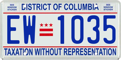 DC license plate EW1035