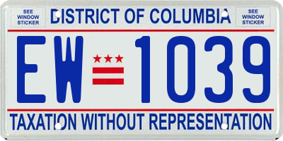 DC license plate EW1039