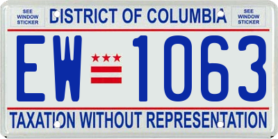 DC license plate EW1063