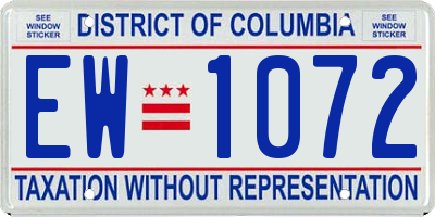 DC license plate EW1072
