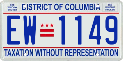 DC license plate EW1149