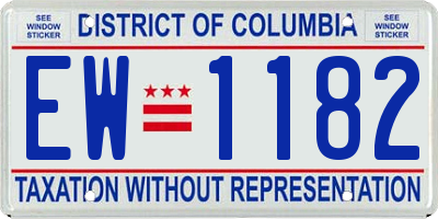 DC license plate EW1182