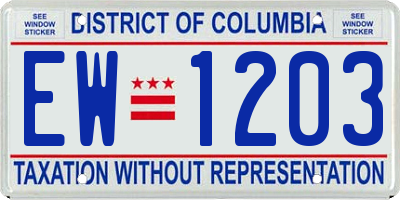 DC license plate EW1203
