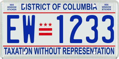 DC license plate EW1233