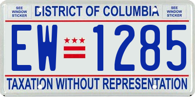 DC license plate EW1285